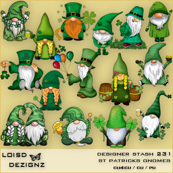 Designer Stash 231 - St Patrick's Gnomes - cu4cu/cu/pu - Click Image to Close